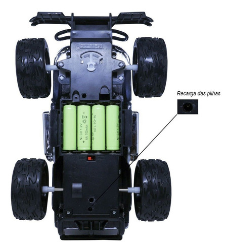 Carrinho Controle Remoto Elétrico Recarregável Picape 4x4