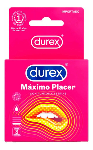 Durex Máximo Placer Caja 3 Condones Preservativos Lubricados