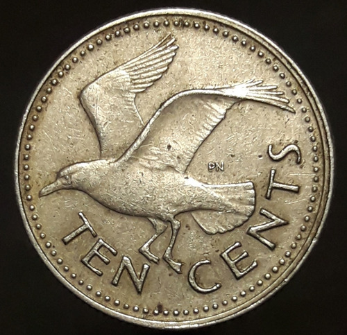 Moneda Barbados Ten Cents 1973 