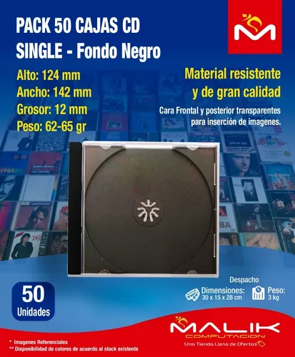 Caja Plastica Cd Single 10.4 Mm Pack 50 Un. Calidad Premium