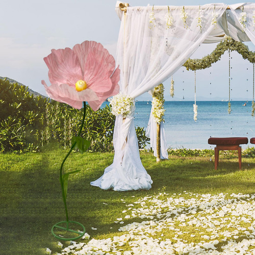 Decoración De Flores De Papel En 3d Altura De Flores Rosa