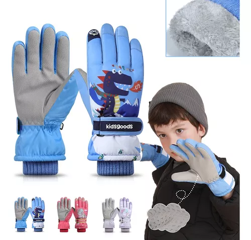 7-mi Guantes de invierno para niños, guantes de nieve para niños,  snowboard, impermeables, forrados, de cuero, para niños y niñas