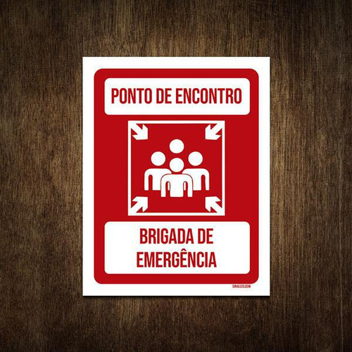 Placa De Sinalização - Ponto Encontro Brigada 27x35