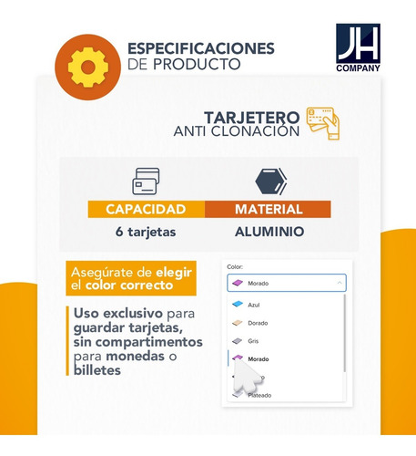 Tarjetero Metalico Aluminio Anti Clonacion Caballero 0-003