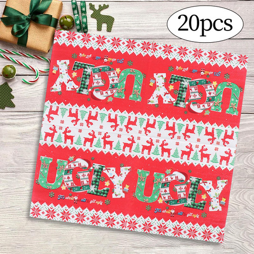 20 Servilletas De Papel Navideñas, Servilletas De Cóctel,