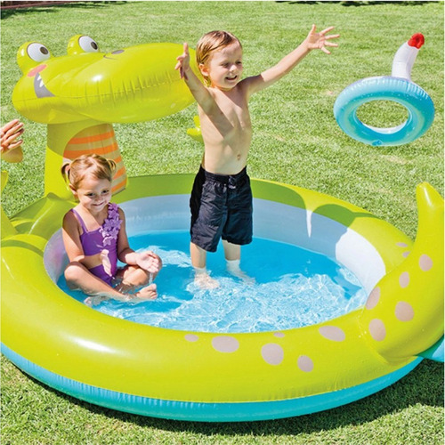 Imagen 4 de 7 de Pileta Inflable Intex Lagarto Spray 198x160x91cm 57431 Cuota