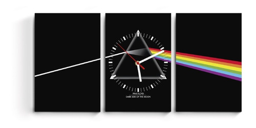 Reloj Pared Triptico Dark Side Of The Moon Pink Floyd Rock