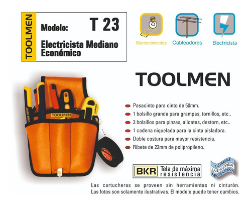 Imagen 3 de 7 de Cinto Porta Herramientas Toolmen T23 Mediano Económico + T95