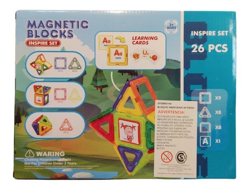 Imagen 2 de 4 de Bloques Magneticos 26 Piezas Imanes Con Formas Magnetic Edu