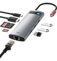 Comprar Adaptador Baseus 8 en 1 Hdmi Rj45 USB 3.0, lector SD y TF, color gris oscuro