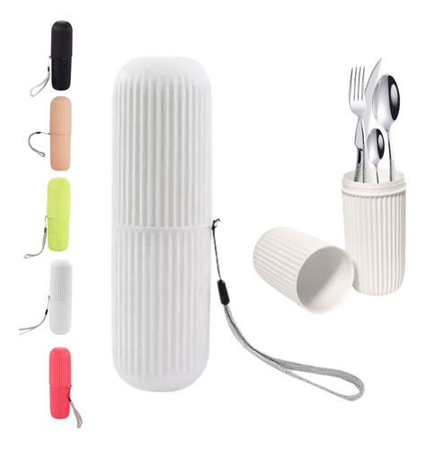 Organizador De Talheres Para Viagem Portátil E Resistente Cor Branco