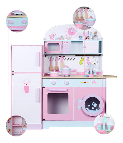 Cocinitas Para Ninas Cocinita Rosa Con Accesorios De Madera