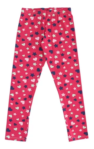 Calça Legging Infantil Menina Liso E Estampado Kit 5 Peças