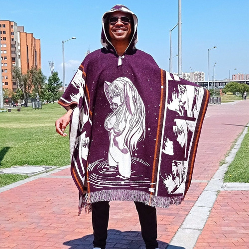 Imagen 6 de 10 de Maxiruana Hombre Mujer Lana Alpaca Urbana Ligera Con Capota