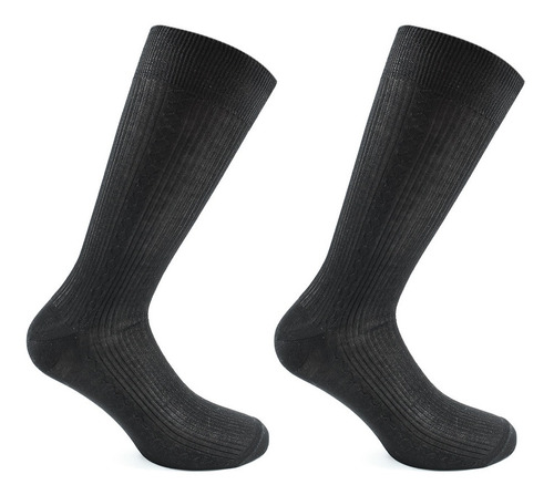 2 Pares Calcetines Hilo Borlon Hombre Negro