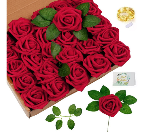 25 Pzs Rosas Artificiales Decorativas Fiestas Espuma Flores