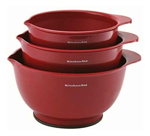 Kitchenaid Classic Juego De 3 Cuencos P/ Mezclar, Color Rojo