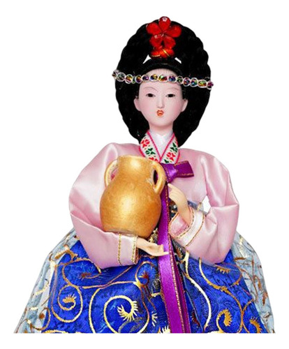 Popular Figura De Geisha Coreana, Artesanía En Rosa Y Azul