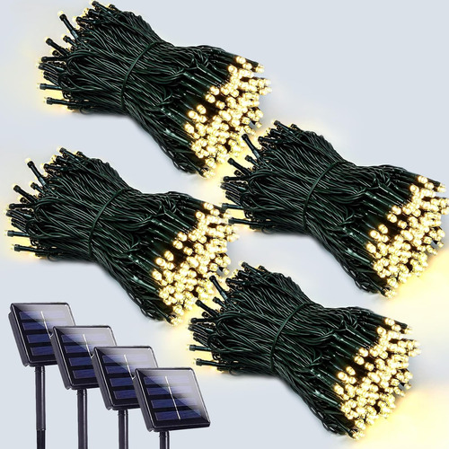 Luces Solares Para Exteriores 4 Tiras Led Navidad 132ft