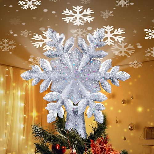 Corona Del Árbol De Navidad Iluminada Con Luces Led Rotat...