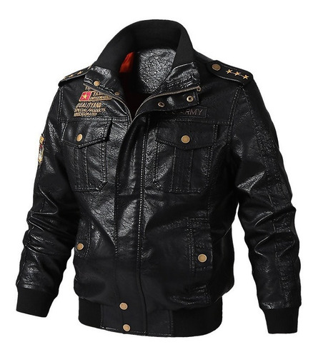 Chaqueta De Cuero Pu Motocicleta Para Hombre