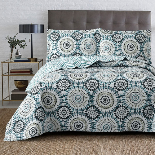 Imagen 1 de 6 de Cubrecama Quilt Cover Reversible +fundas Twin Oakville D1