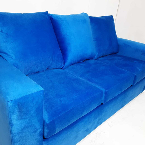Sofa 3 Cuerpos Kendy Felpa Azul Rey | Cuotas sin interés