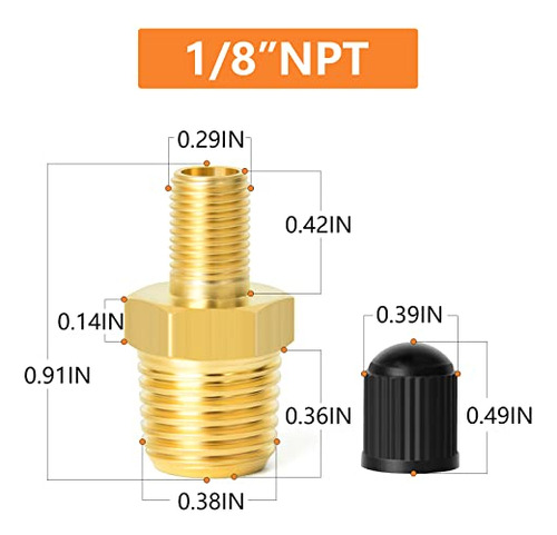 Válvula Tanque Anti-corrosión 1/8puLG Npt - 6pcs