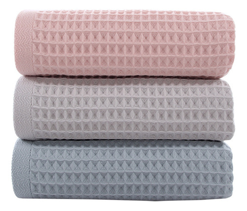 Toalla De Baño Waffle De Algodón Puro, Suave Y Absorbente, P