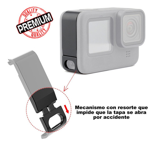 Imagen 3 de 5 de Tapa Aluminio Lateral Compatible Gopro Hero 9 Black Fce