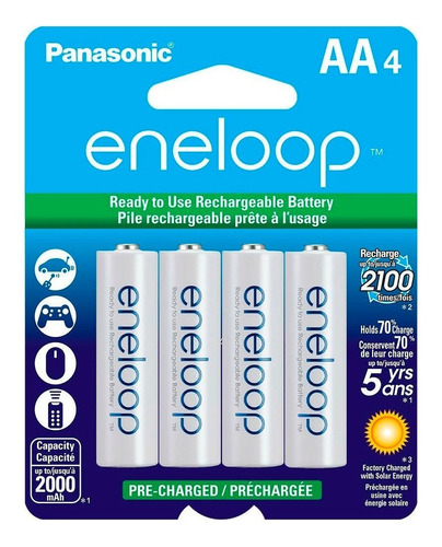 Baterías Recargables Panasonic Eneloop Aa X 4 Unidades