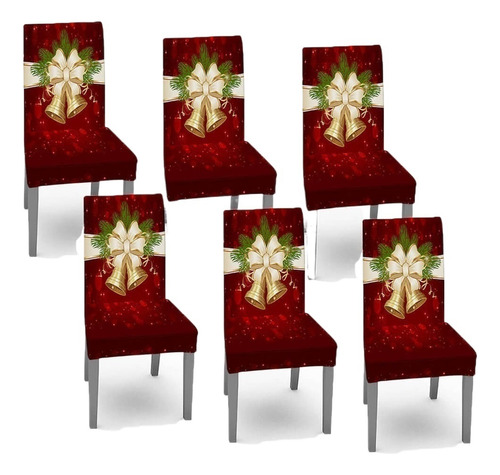/ Fundas Con Diseño Navideño Para Sillas De Comedor, 6 Uds.