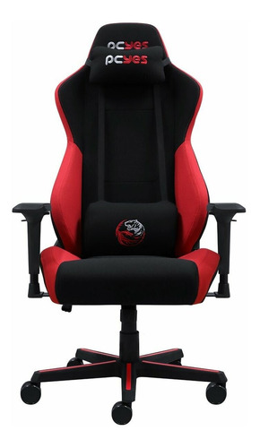 Cadeira de escritório Pcyes Mad Racer V8 Turbo gamer ergonômica  preta e vermelha com estofado de poliéster