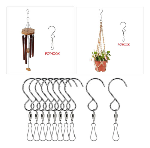 2 X 10 Piezas Ganchos Giratorios S Clips 360 ° Colgantes