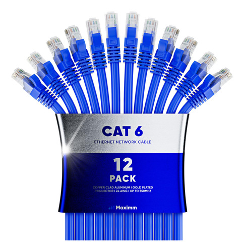 Maximm Cable Ethernet Cat 6 De 10 Pies (paquete De 12) Cabl.
