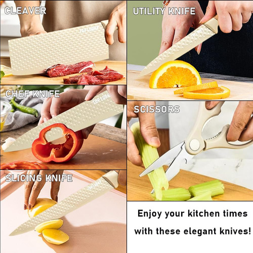 Juego De Cuchillos De Cocina, Juego De 8 Cuchillos De Acero