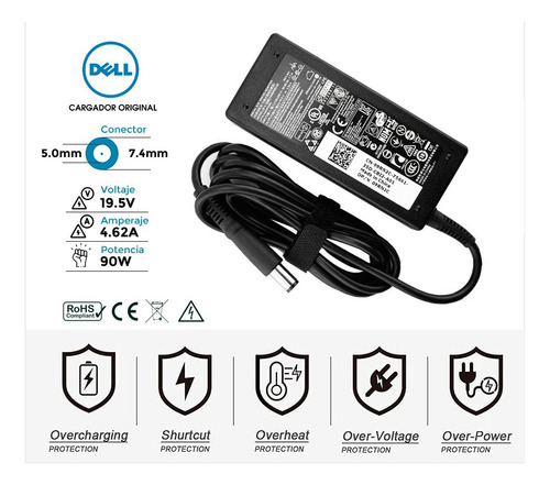 Cargador De Laptop Dell 19.5v 4.62a 7.4*5.0mm 90w