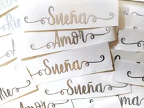 Comprar 30 Vinilos De Corte Rie Ama Amor Sueña Palabra Deco Plateado