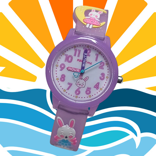 Relógio De Pulso Magicme Premium Com Corria De Silicone Cor Roxo - Fondo Branco