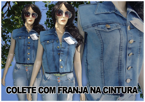 colete jeans feminino mercado livre