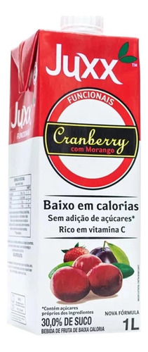 Suco De Cranberry E Morango Juxx Funcionais Zero Açúcar 1l