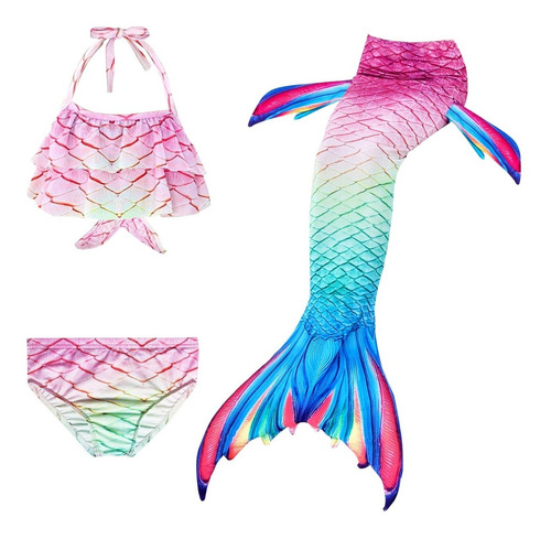 Bikini Con Diseño Traje De Baño De Sirena Para Niña 3 Piezas