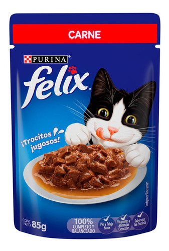 Alimento Gato Húmedo Felix Carne Salsa Sobre 85g Purina