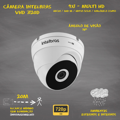 Imagem 3 de 6 de Kit Cftv 8 Câmeras Intelbras Vhd 3120 Dome 20m Dvr 1108 1tb
