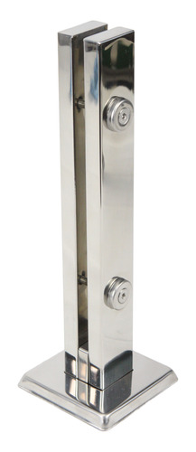 Coluna Torre Inox 40cm  2 Furos - Vidro 12mm