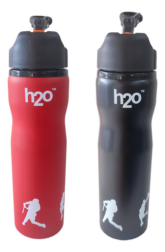 Pack X2 Botella Deportiva Aluminio H2o 750 Ml. Training  