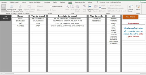 Sistema Feito Em Excel Controle De Imoveis E Recibos!