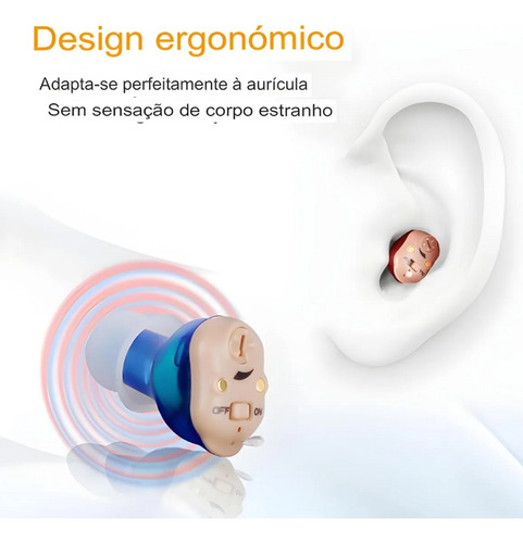 Mini Aparelho Auditivo Invisível Profissional Recarregável