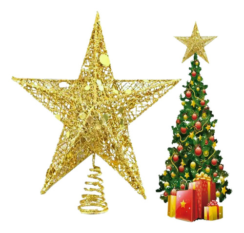 Adorno Estrella 24cm Metal Escarcha Decoración Árbol Navidad