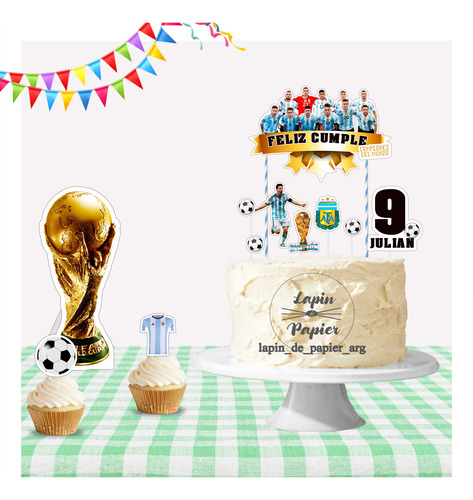 Adorno Torta Cake Topper Argentina Futbol Op2